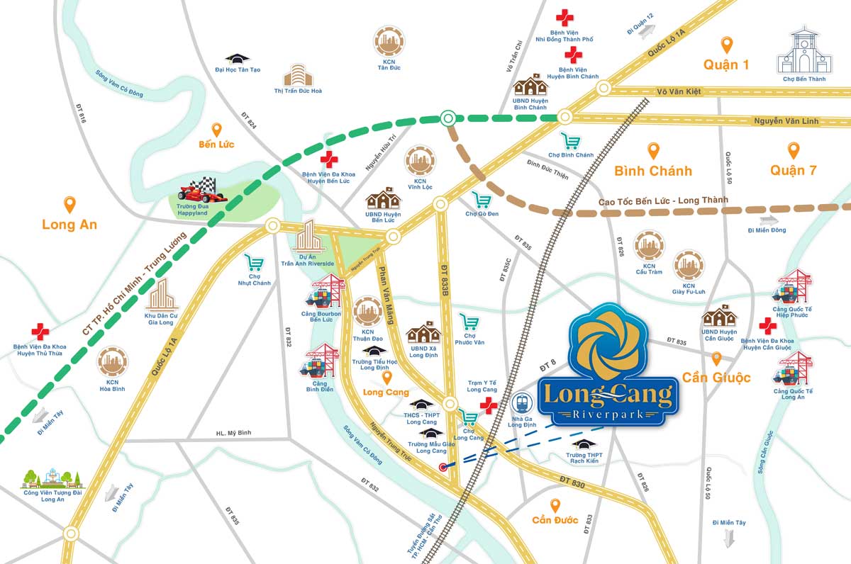 Location of Long Cang RiverPark Project Can Duoc Long An