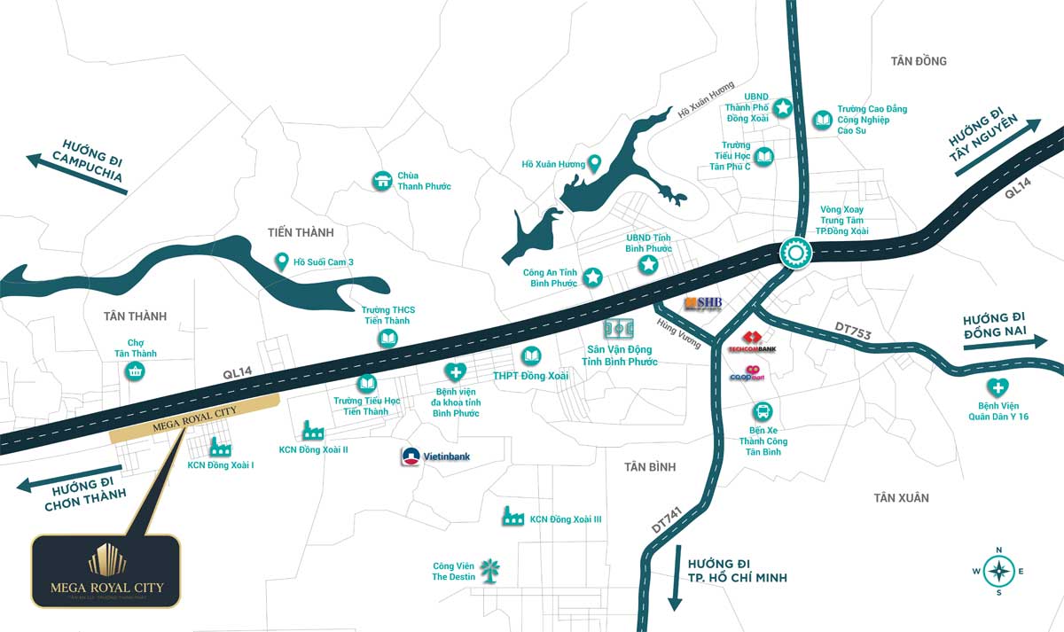 Location of Mega Royal City Dong Xoai Binh Phuoc Project