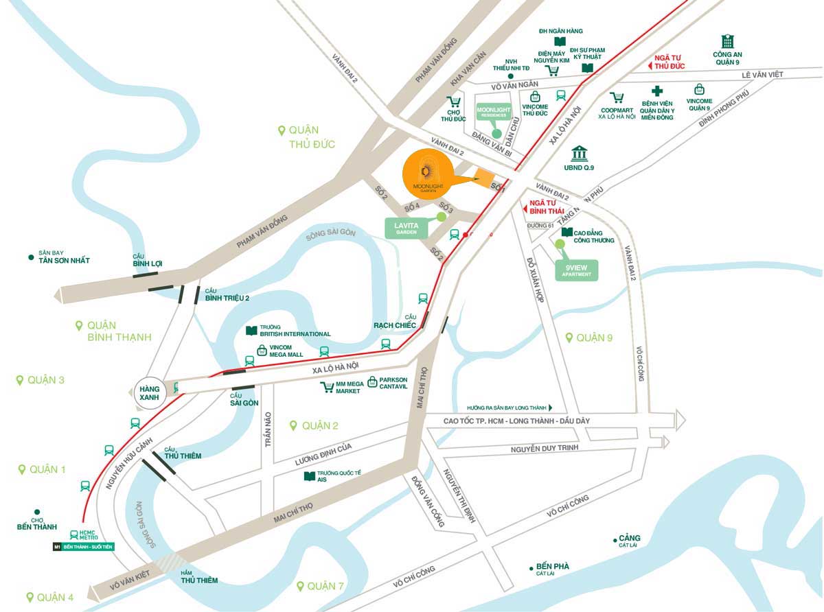 Location of Moonlight Garden Thu Duc Project Location of Moonlight Garden Thu Duc Project