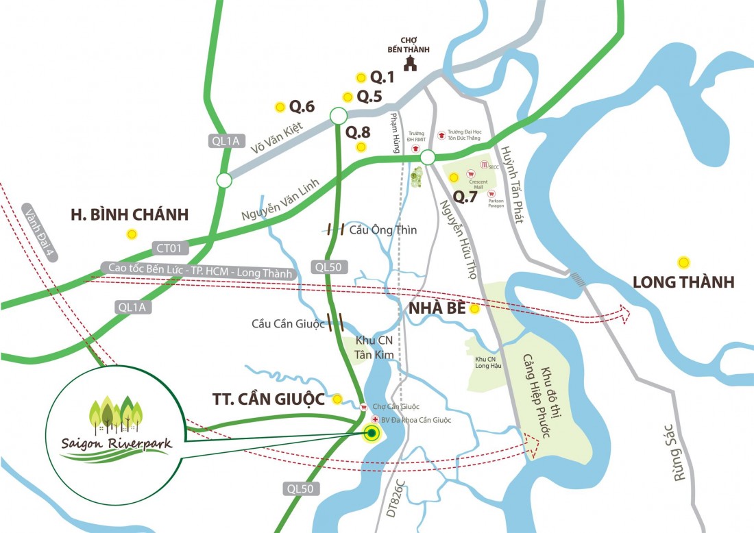 Location of Saigon Riverpark Long An Project