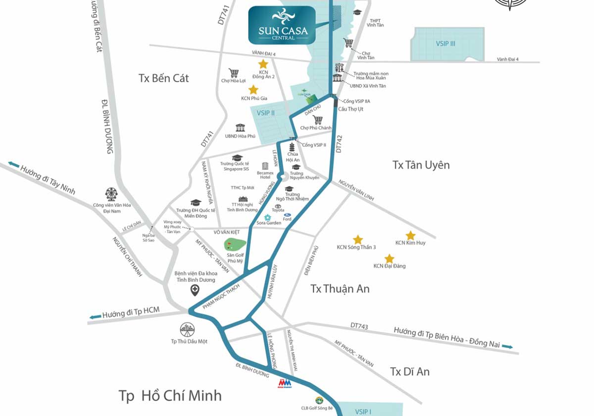 Location of Sun Casa Central Binh Duong Project