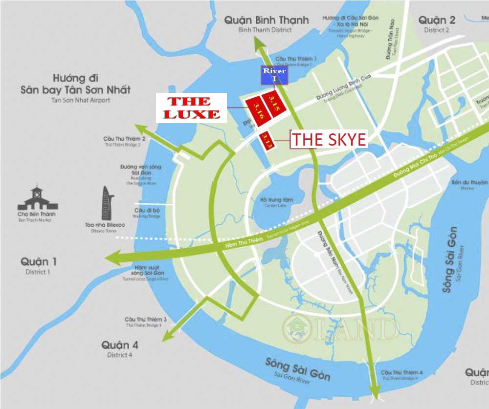 The Skye Thu Thiem project location The Skye Thu Thiem project location