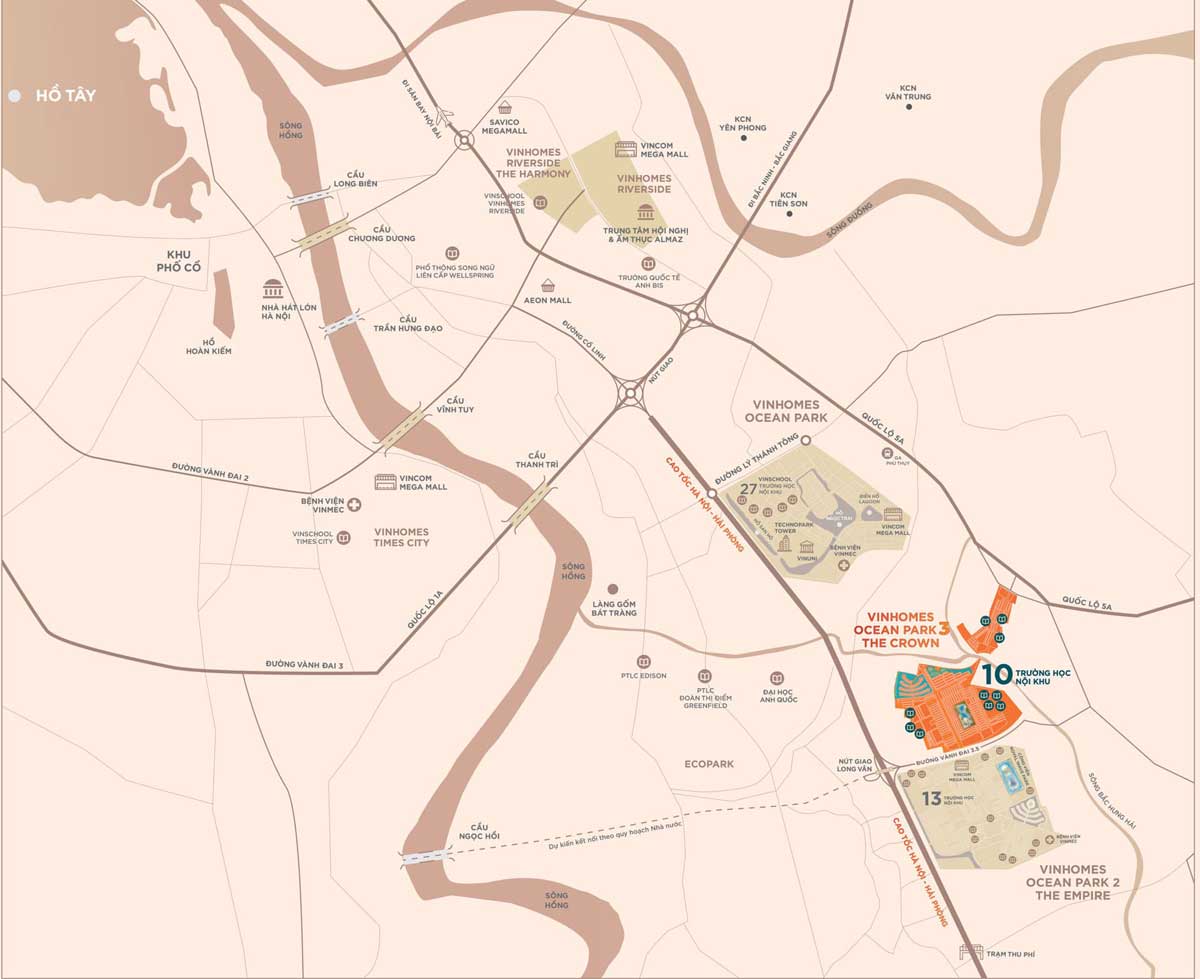 Location of Vinhomes Ocean Park 3 The Crown Project Location of Vinhomes Ocean Park 3 The Crown Project
