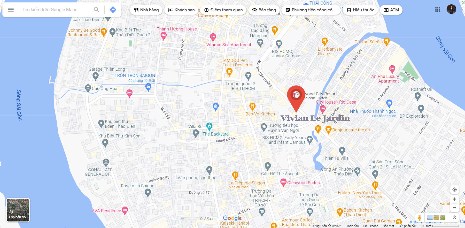 Location of Vivian Le Jardin Villa Project Thao Dien District 2 Location of Vivian Le Jardin Villa Project Thao Dien District 2