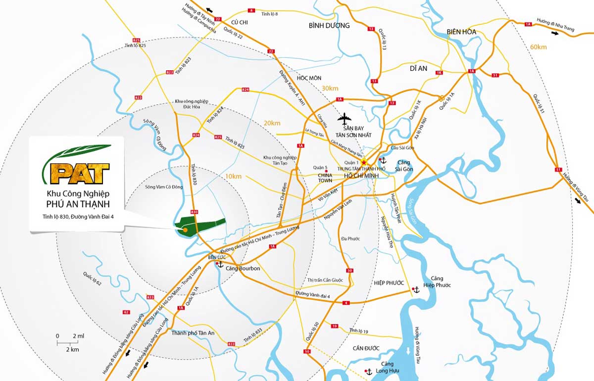 Location of Phu An Industrial Park, Thanh Long An