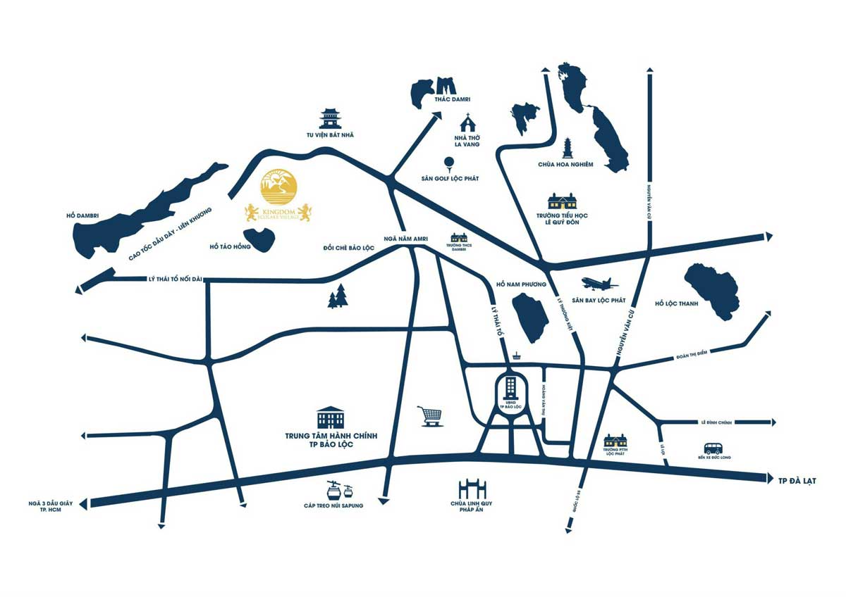Location of Kingdom Ecolake Village Bao Loc