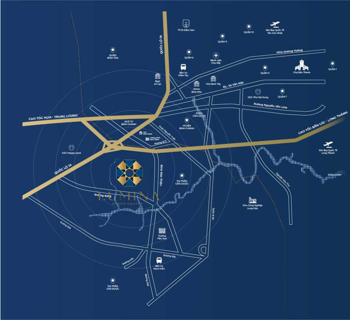 Location of Lumina Grand Square Project Can Giuoc Long An